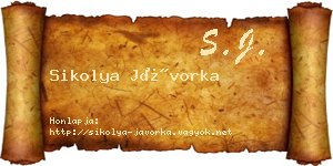 Sikolya Jávorka névjegykártya